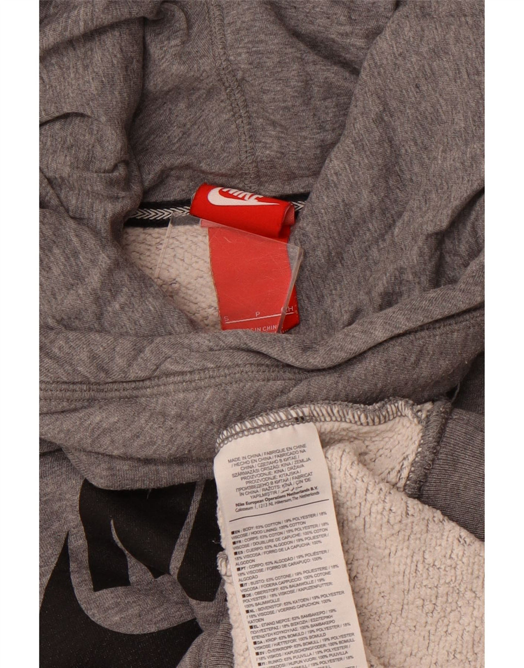 Γυναικείο γραφικό κουκούλα NIKE UK 10 Μικρό βαμβακερό γκρι