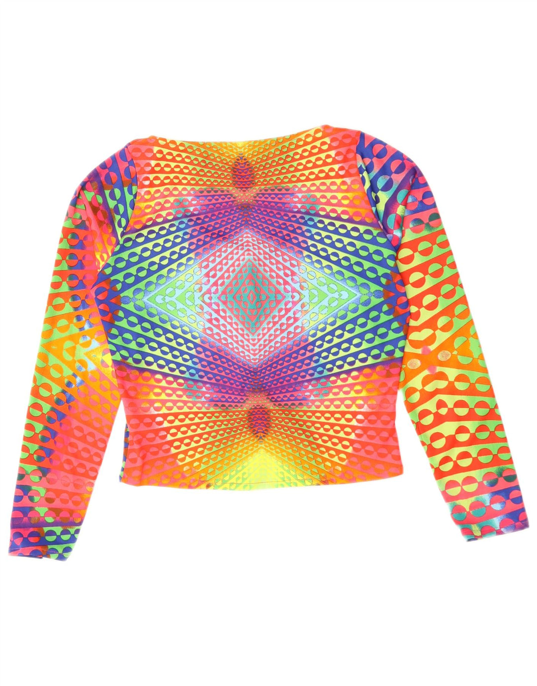 Naracamicee Γυναικείο Crop Top UK 12 μεσαίο πολύχρωμο γεωμετρικό μετάξι