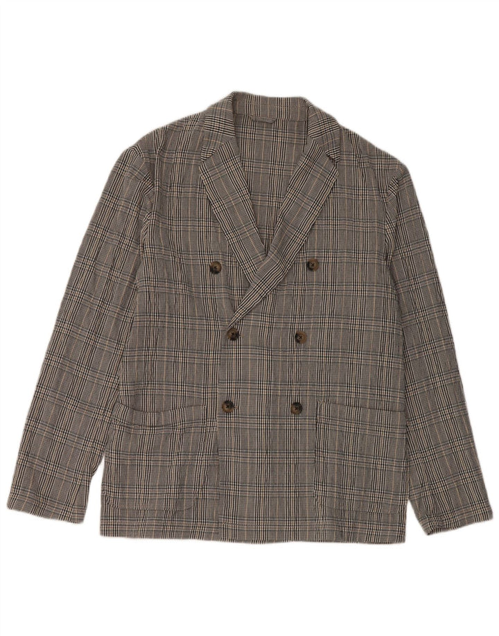 Zara Ανδρικό σακάκι με διπλό στήθος UK 38 Medium Black Check Cotton