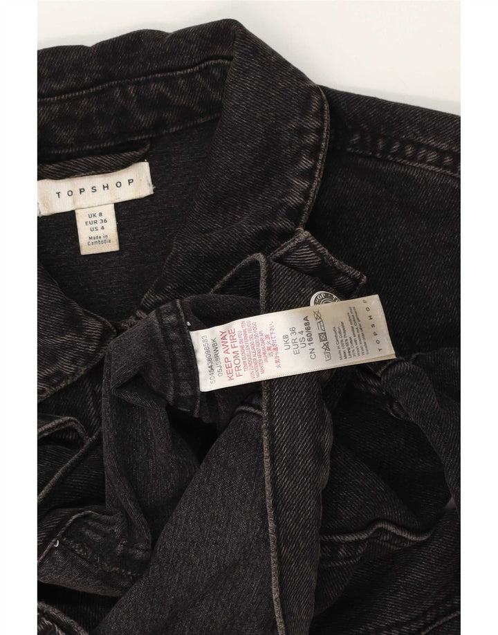 Topshop Γυναικείο τζιν μπουφάν UK 8 Small μαύρο βαμβακερό