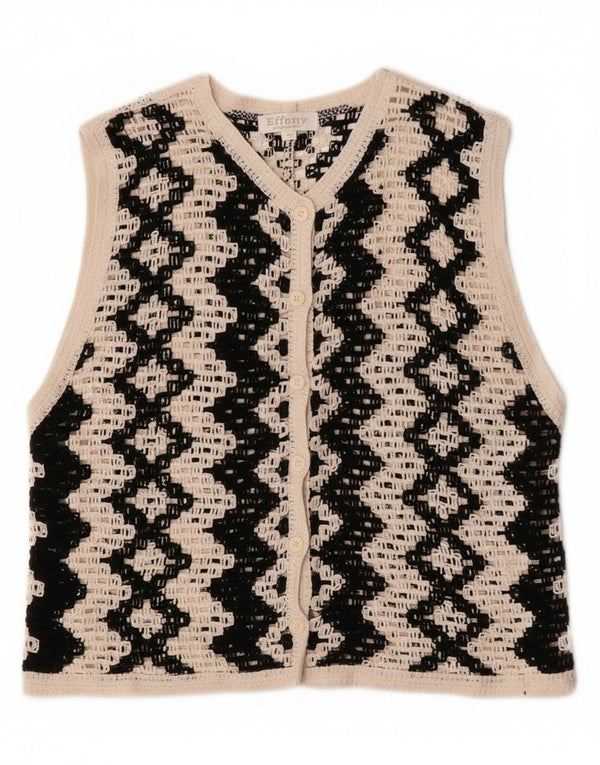 Vintage γυναικείο Crop αμάνικο πουλόβερ UK 14 Medium Off White