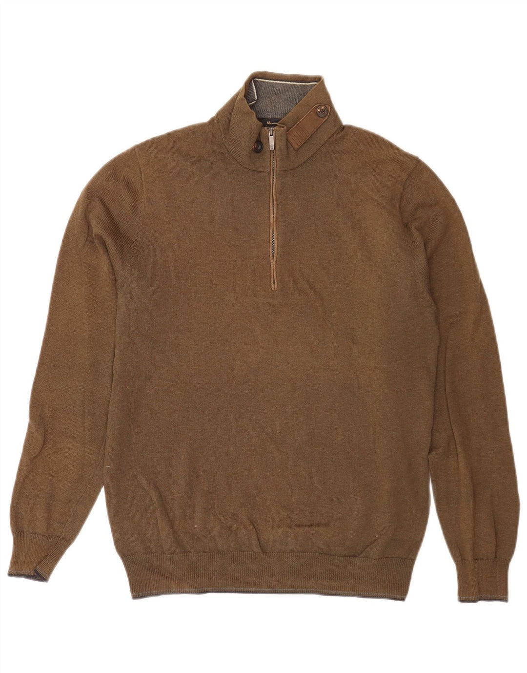 Ανδρικό πουλόβερ Massimo Dutti με φερμουάρ, μεσαίο χακί