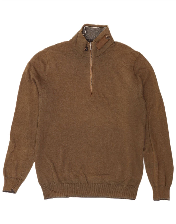 Ανδρικό πουλόβερ Massimo Dutti με φερμουάρ, μεσαίο χακί