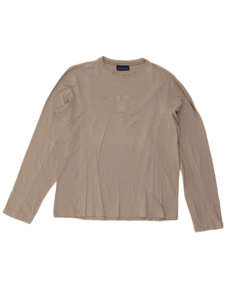 Trussardi Jeans Γυναικείο τοπ μακρυμάνικο UK 14 μεσαίο γκρι βαμβακερό