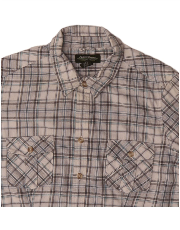 EDDIE BAUER Γυναικείο πουκάμισο UK 16 Large Grey Check Cotton