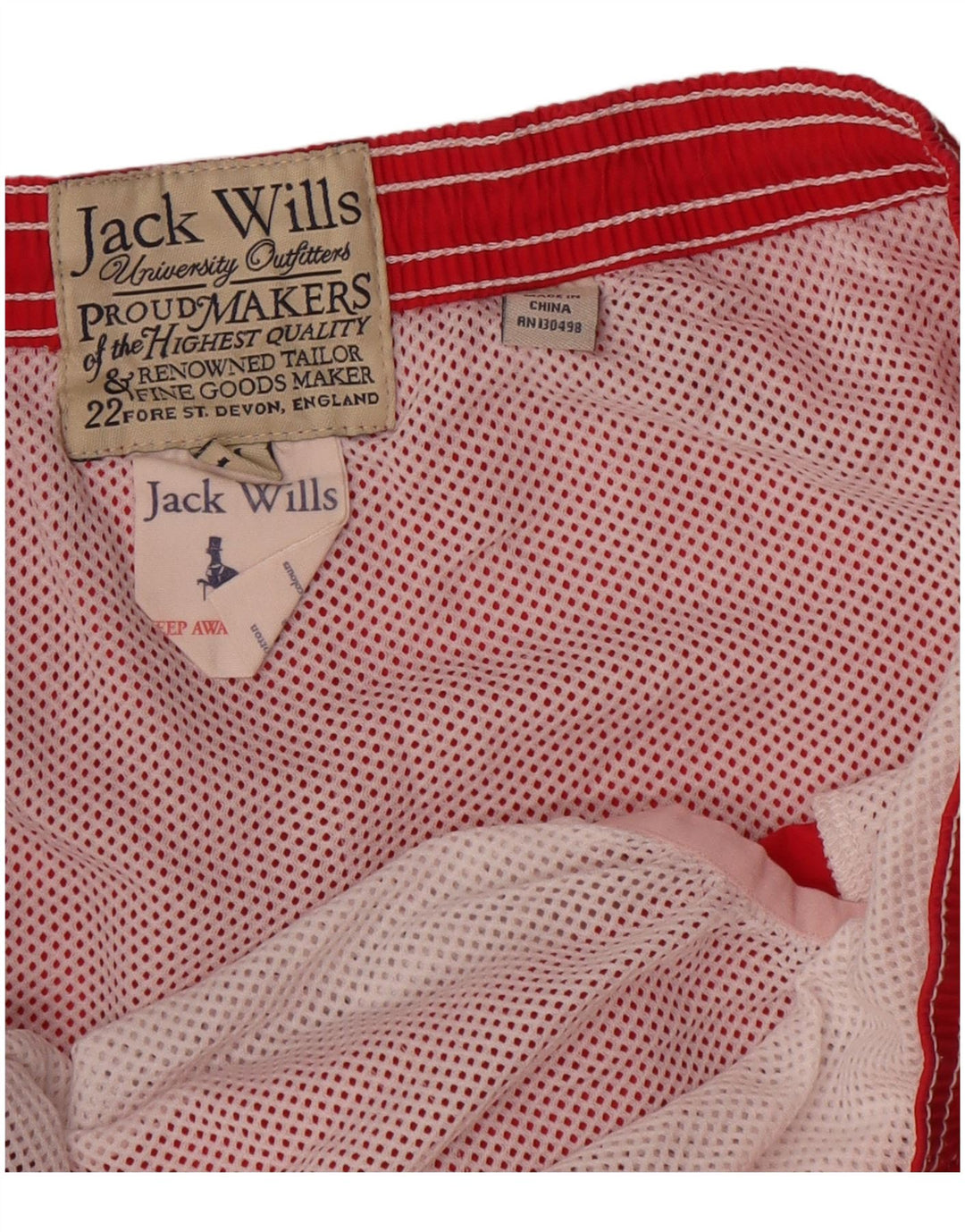 Ανδρικό γραφικό σορτς κολύμβησης Jack Wills, μεσαίο κόκκινο βαμβακερό