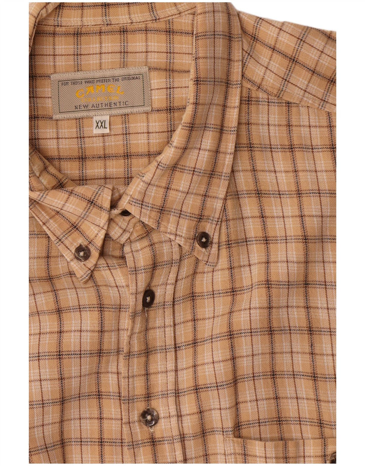 Ανδρικό πουκάμισο Camel Flannel 2XL Beige Check Cotton