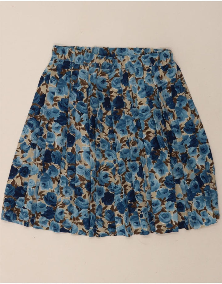 Vintage Γυναικεία Πλισέ Φούστα W28 Μεσαίο Μπλε Floral