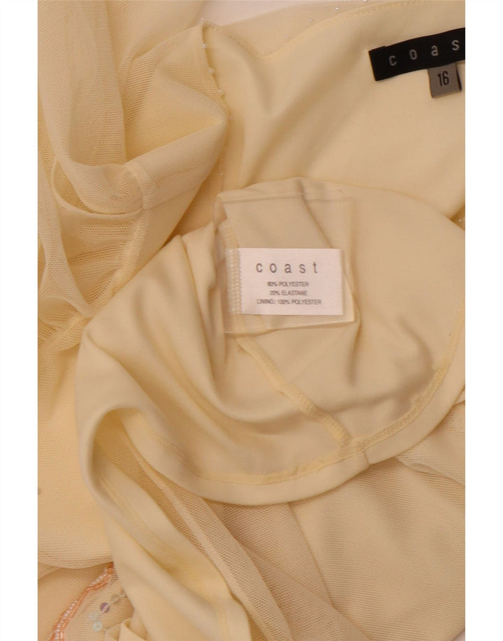 COAST Womens Crop See Through Μπλούζα Top UK 16 Large Yellow Polyester