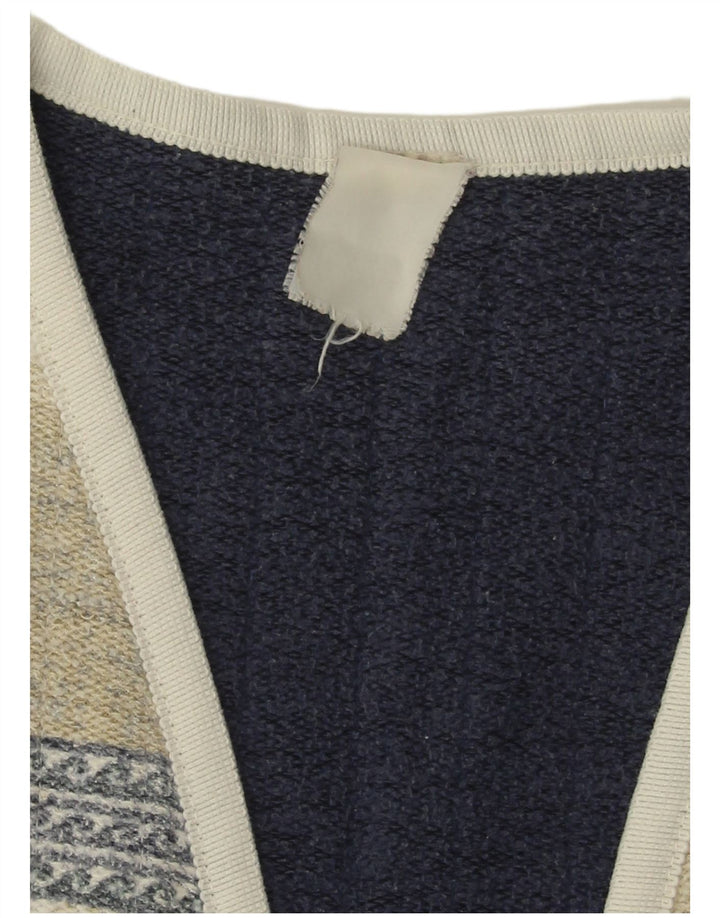 VINTAGE Womens Open Gilet UK 18 XL Beige Patchwork