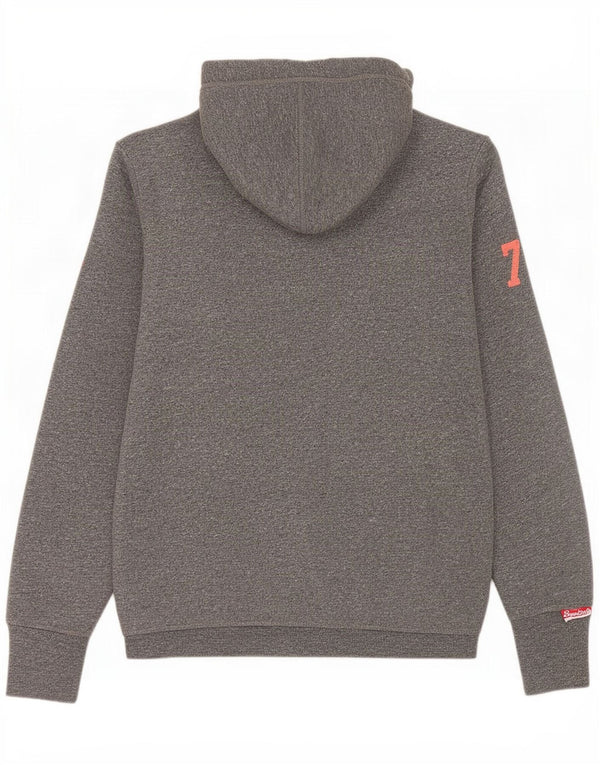 Superdry γυναικείο πουλόβερ με κουκούλα με φερμουάρ UK 14 μεσαίο βαμβακερό γκρι