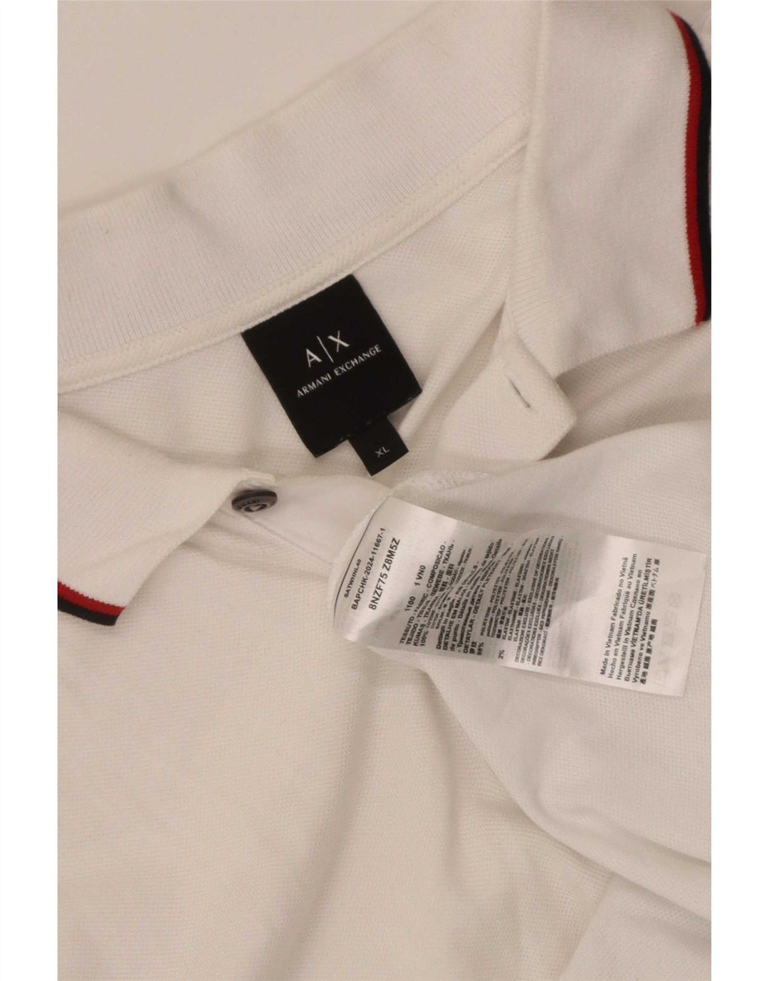 Armani Exchange Ανδρικό Πόλο Μπλουζάκι XL Λευκό βαμβακερό