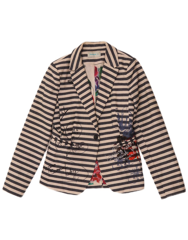 Desigual Γυναικείο γραφικό μπουφάν μπλέιζερ EU 38 Medium Navy Blue ριγέ