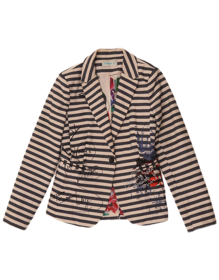 Desigual Γυναικείο γραφικό μπουφάν μπλέιζερ EU 38 Medium Navy Blue ριγέ