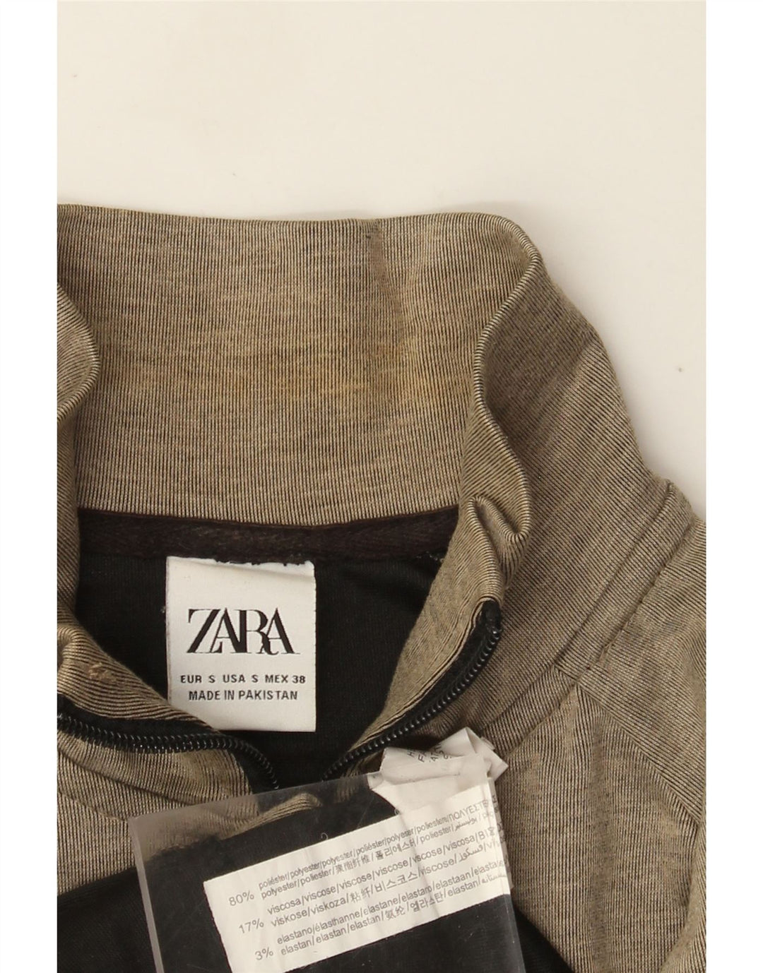 Zara Ανδρική φόρμα φόρμας τοπ μπουφάν Μικρό χακί από πολυεστέρα