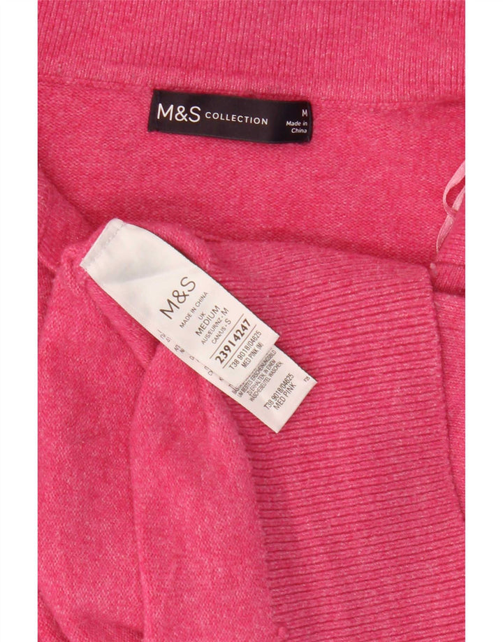 Marks & Spencer Γυναικείο πουλόβερ με λαιμό πόλο UK 14 Μεσαίο ροζ πολυεστέρα