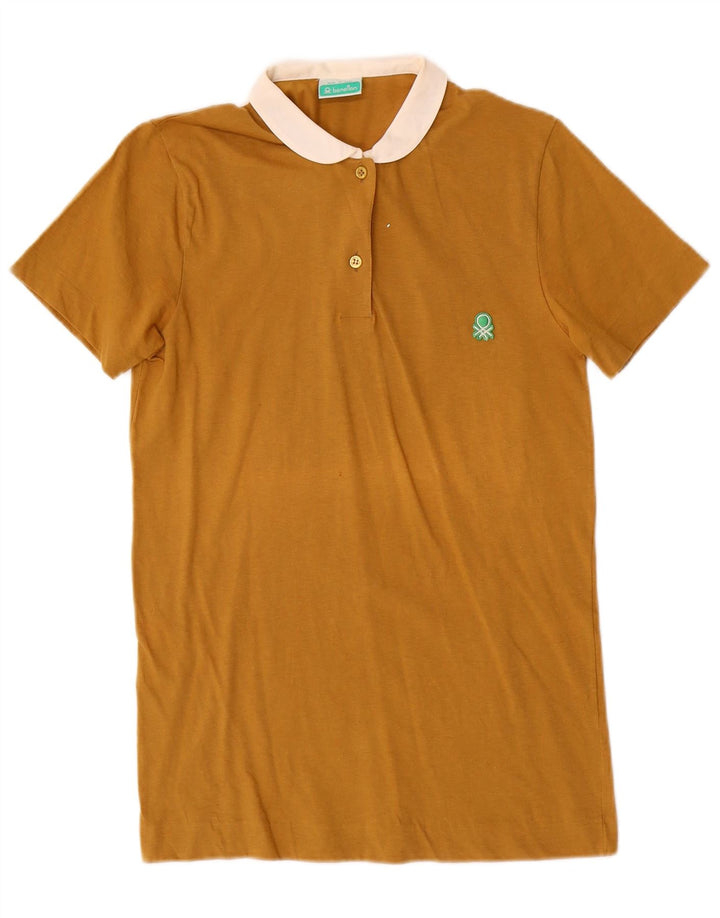 BENETTON Γυναικείο Πόλο Μπλουζάκι UK 6 XS Καφέ Βαμβακερό