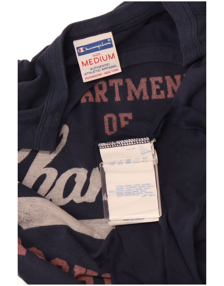 CHAMPION Ανδρικό γραφικό μπλουζάκι Rochester Μακρυμάνικο μεσαίο, μπλε ναυτικό βαμβακερό