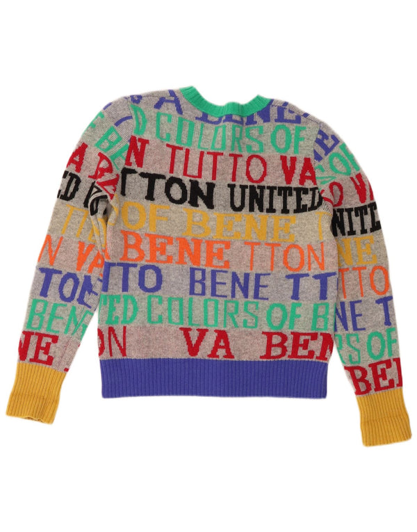 Benetton Womens Loose Fit Graphic Cardigan Sweater UK 6 XS Multicoloured