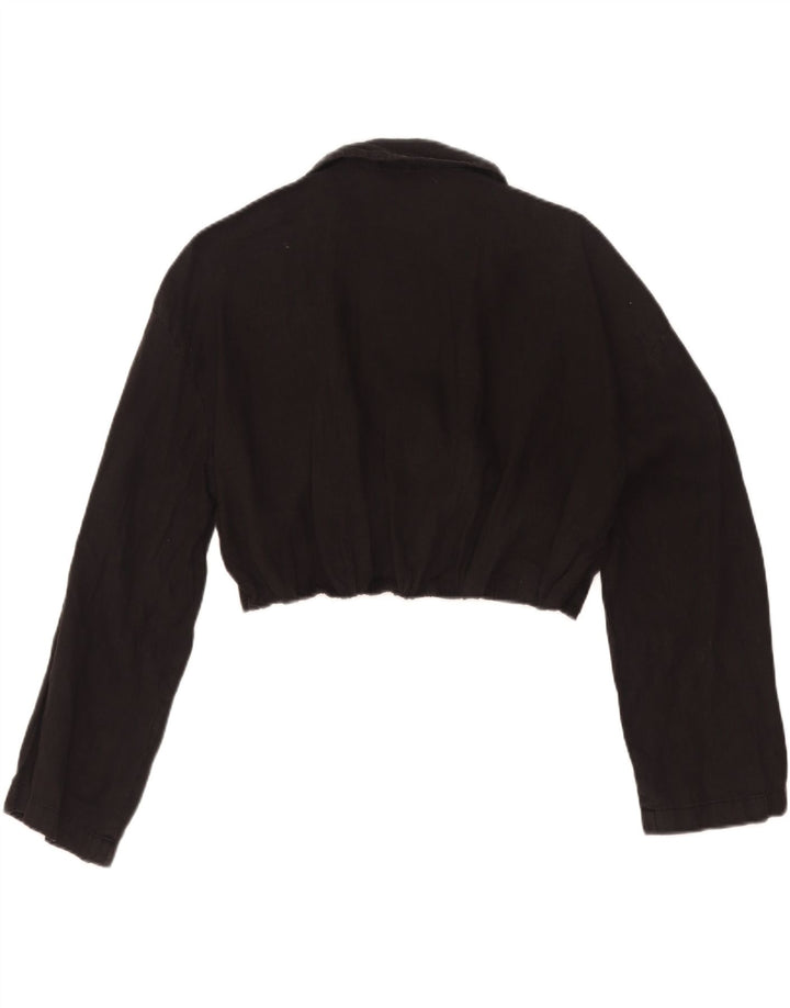 Zara Γυναικείο πουκάμισο Crop Wrap Μπλούζα UK 12 Medium Black