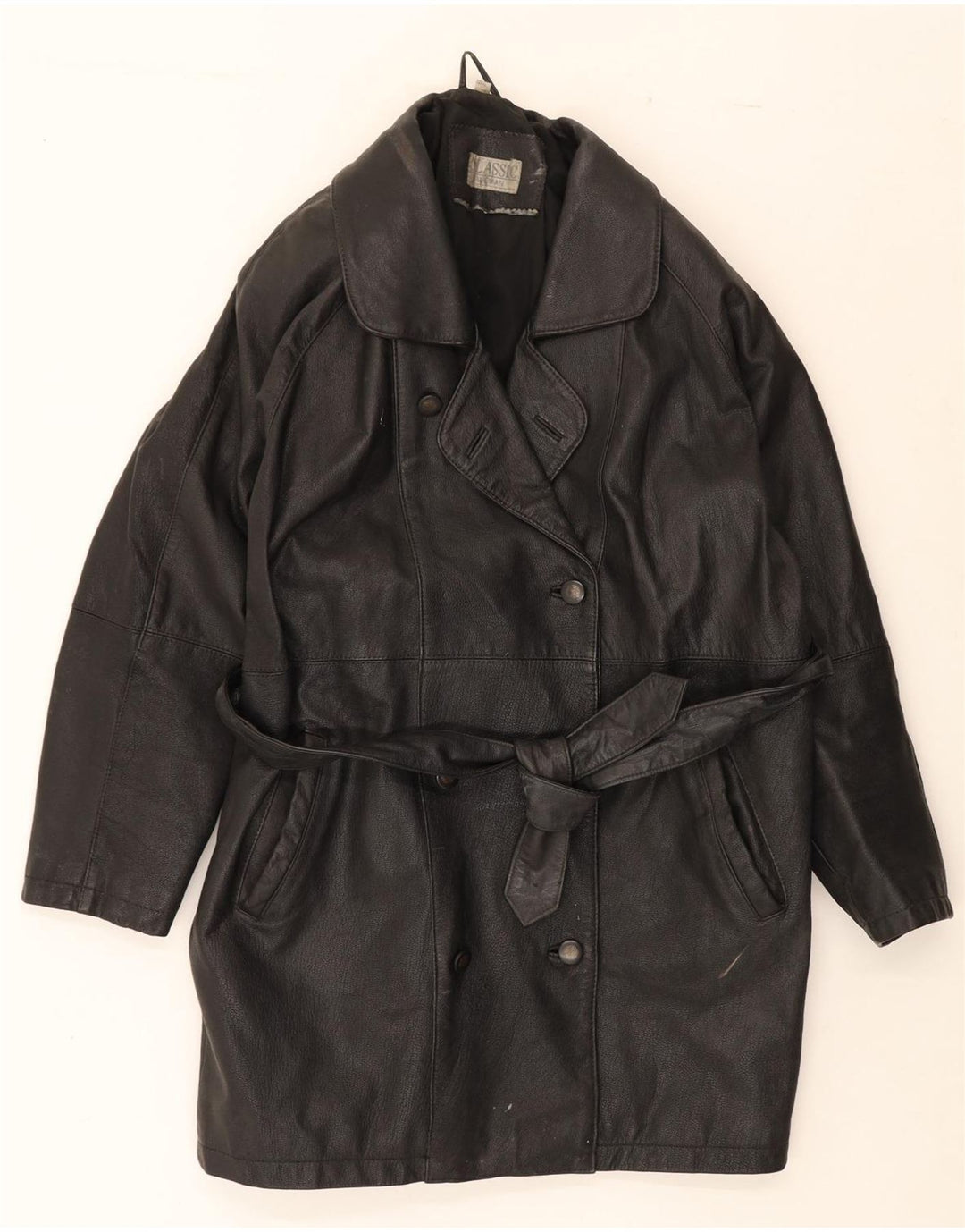 CLASSIC Womens Leather Coat UK 12 Medium Black Leather Vintage CLASSIC and Second-Hand CLASSIC from Messina Hembry 