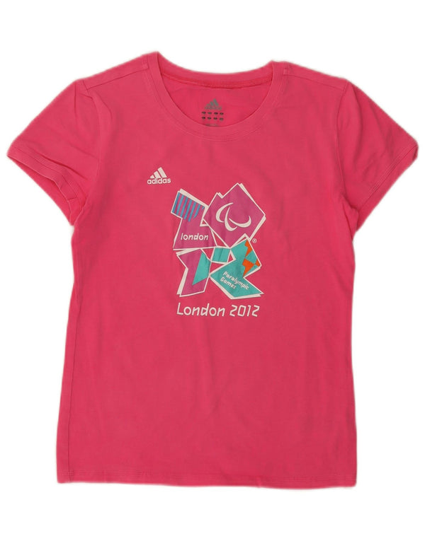 Γυναικείο γραφικό μπλουζάκι ADIDAS Top UK 10 Small Pink Βαμβακερό