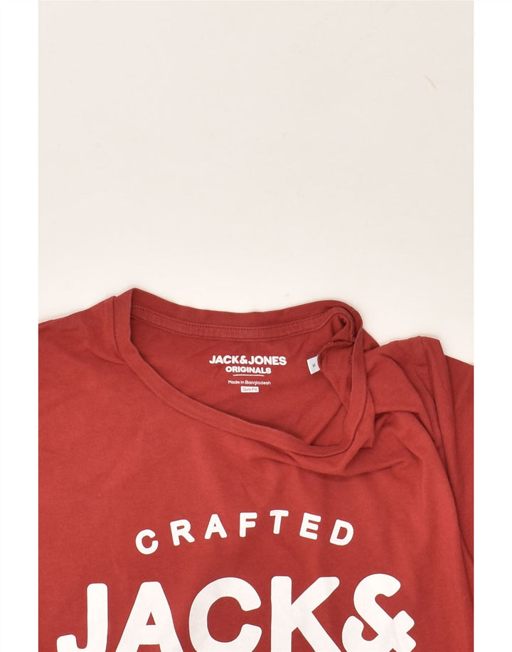 JACK & JONES Mens Slim Fit Graphic T-Shirt Top Small Red Cotton | Vintage Jack & Jones | Thrift | Second-Hand Jack & Jones | Used Clothing | Messina Hembry 