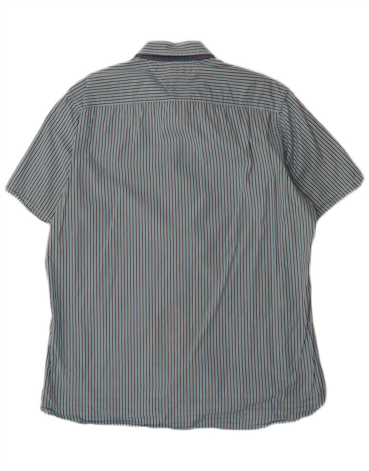 TOMMY HILFIGER Ανδρικό πουκάμισο με κοντό μανίκι προσαρμοσμένο σε μεγάλο μπλε ριγέ