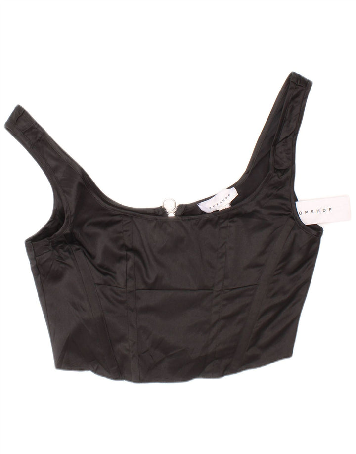 Topshop Womens Crop Corset Top UK 6 XS Black Polyester
