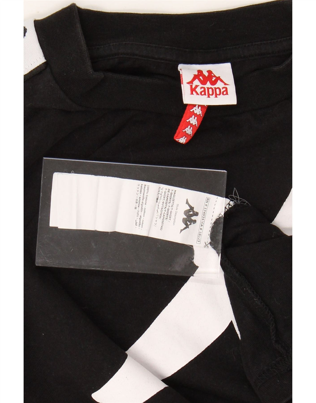Ανδρικό γραφικό T-Shirt KAPPA Top Medium Black Colorblock Βαμβακερό