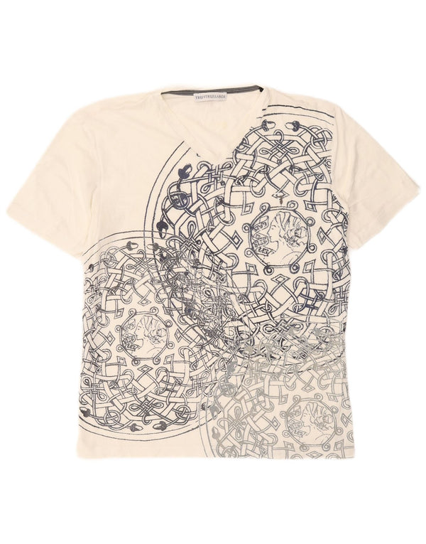 Γυναικείο γραφικό T-shirt Trussardi Top UK 14 Large White Geometric