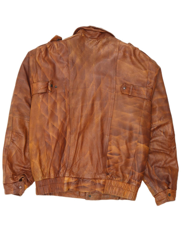 Vintage Ανδρικό Στρατιωτικό Δερμάτινο Μπουφάν UK 44 2XL Καφέ Δερμάτινο