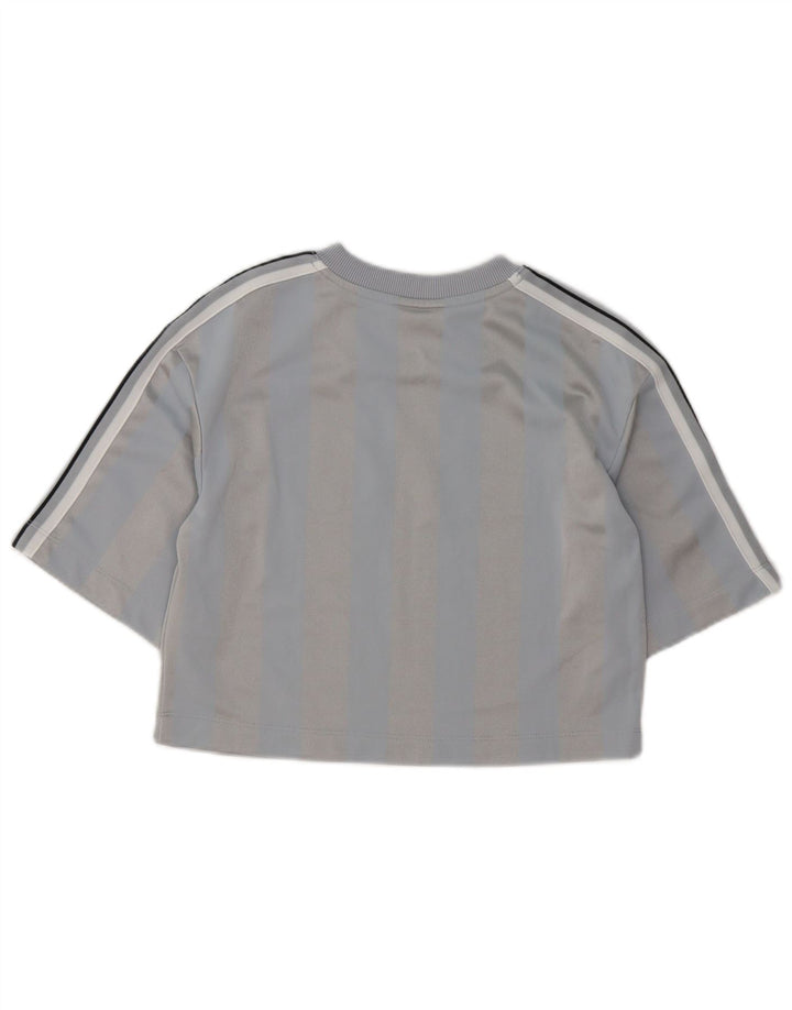 Γυναικείο μπλουζάκι Nike Crop Top 10 μικρού γκρι ριγέ πολυεστέρα