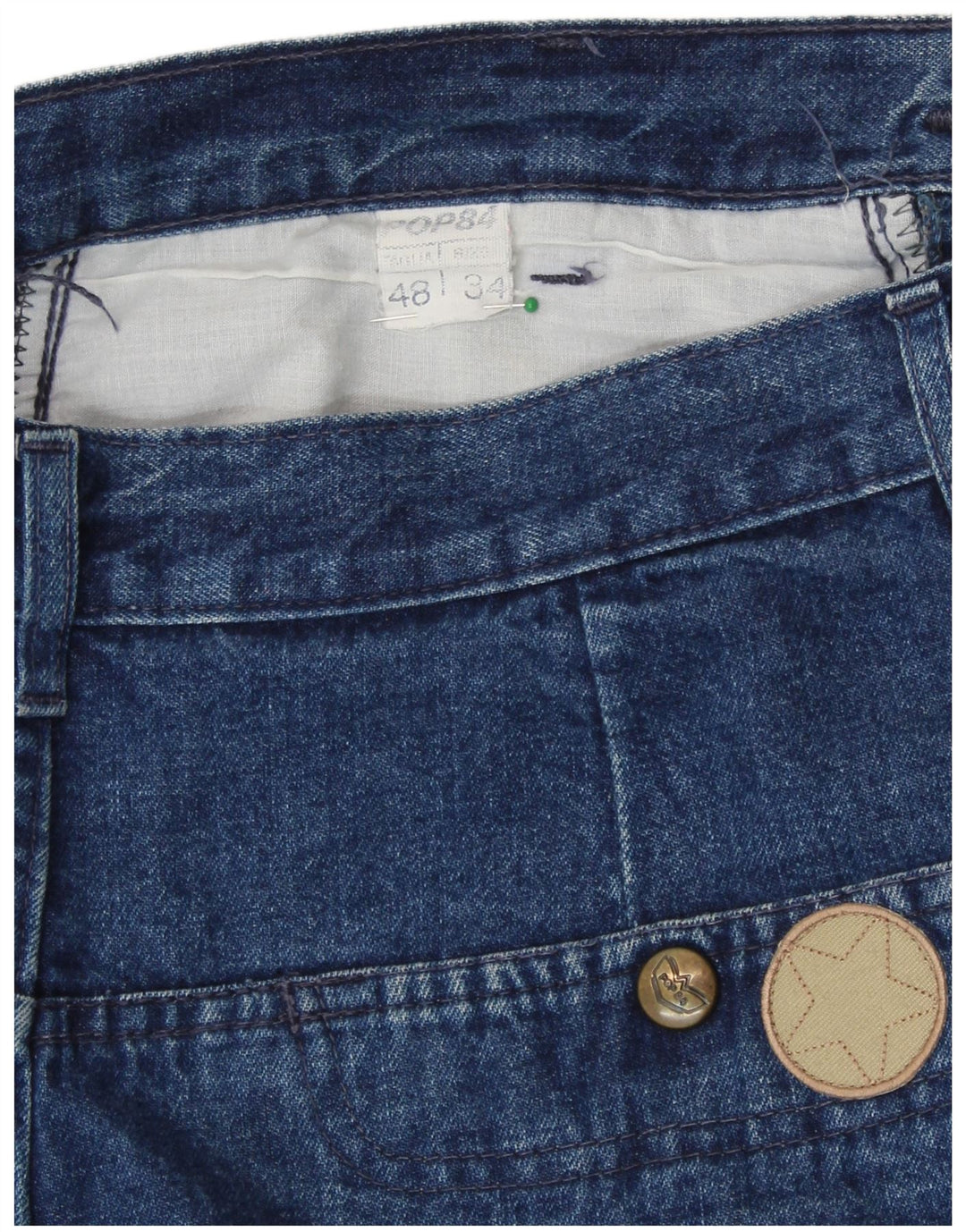 POP 84 Γυναικείο ψηλόμεσο τζιν IT 48 XL W34 L32 Μπλε βαμβακερό