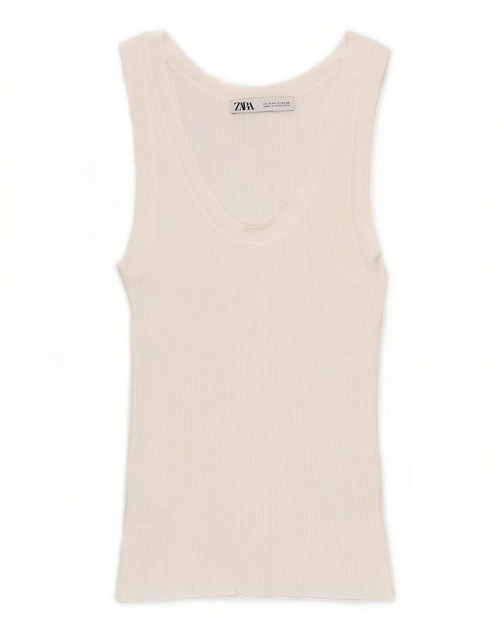 Zara Γυναικείο Γιλέκο Τοπ UK 8 Small White Viscose