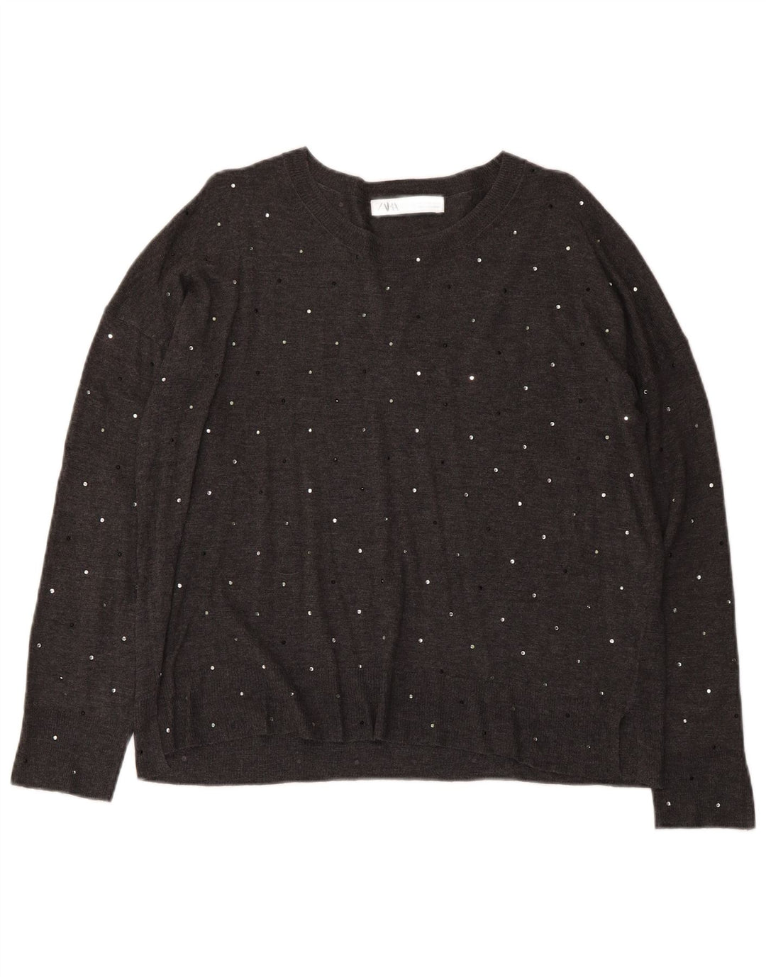 Zara Γυναικείο πουλόβερ με λαιμόκαυστο UK 14 Medium Grey