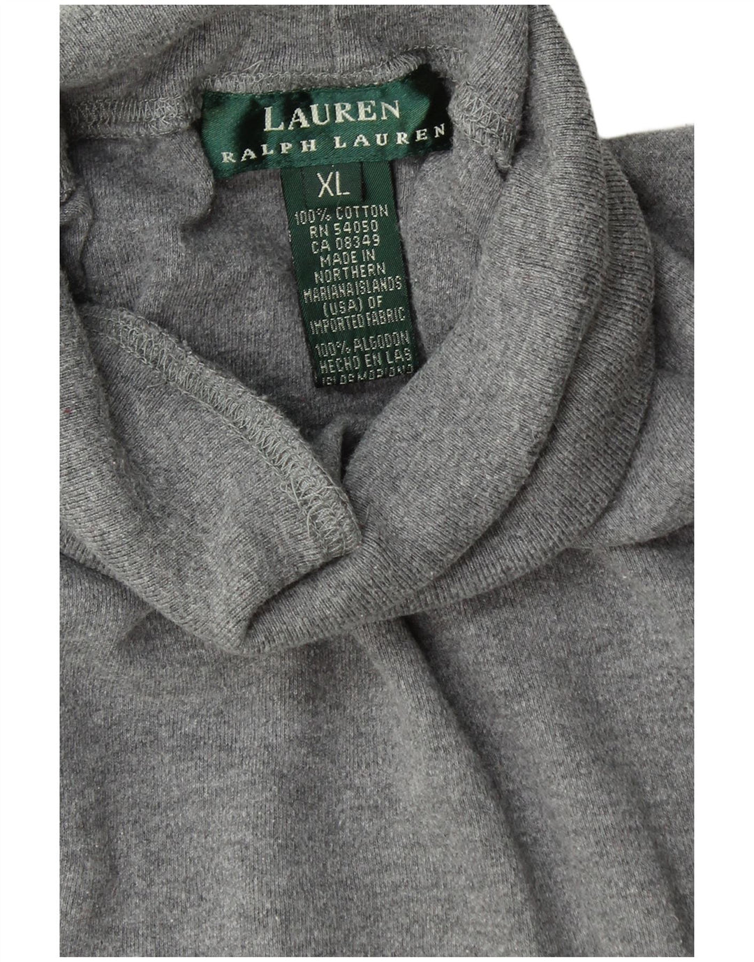RALPH LAUREN Γυναικείο πουλόβερ με ρολό λαιμόκοψη UK 18 XL γκρι βαμβακερό