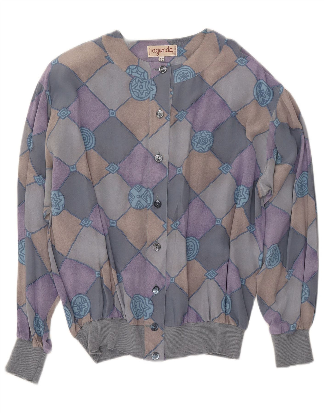 AGENDA Γυναικείο Πουκάμισο Μπλούζα IT 42 Μεσαίο Μπλε Check Silk