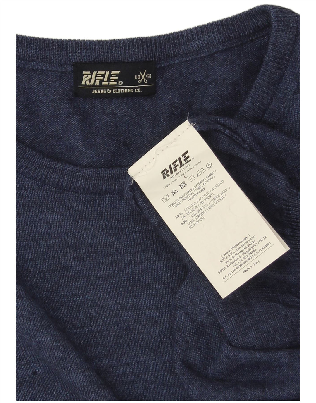 Ανδρικό πουλόβερ Rifle Crew Neck Jumper Μεγάλο Μπλε Ακρυλικό