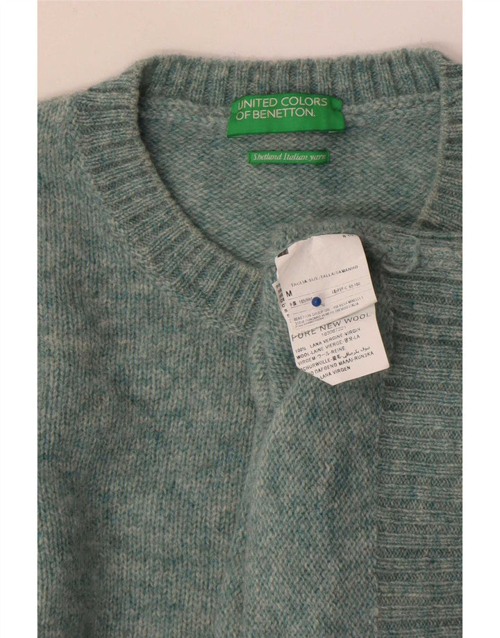 Γυναικείο πουλόβερ Benetton Crew Neck Jumper UK 14 Μέτριο πράσινο μαλλί