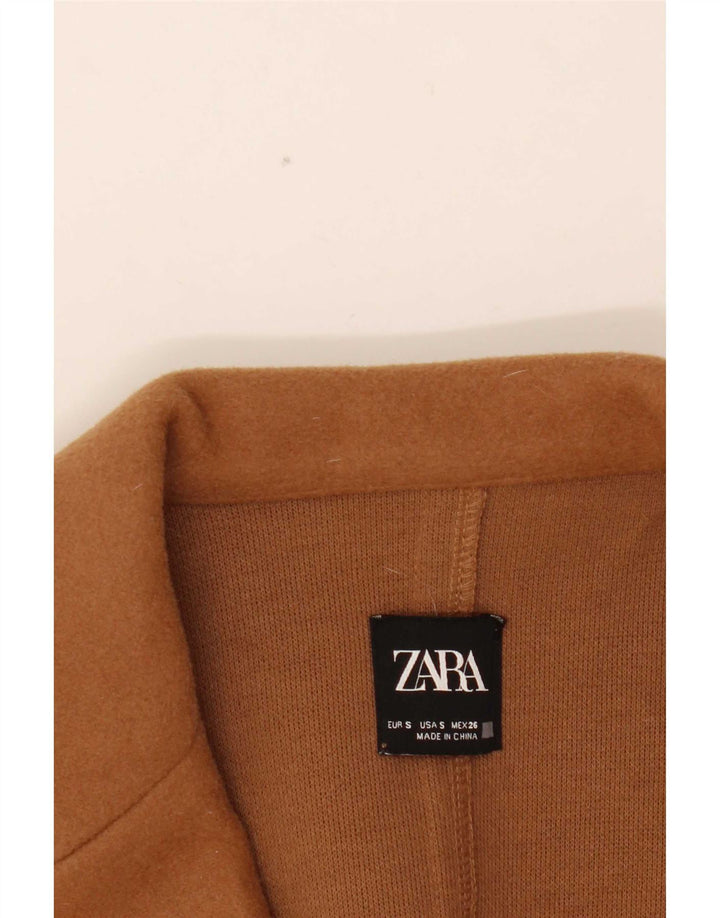Zara Γυναικείο Ανοιχτό Παλτό UK 10 Small Brown Πολυεστέρας