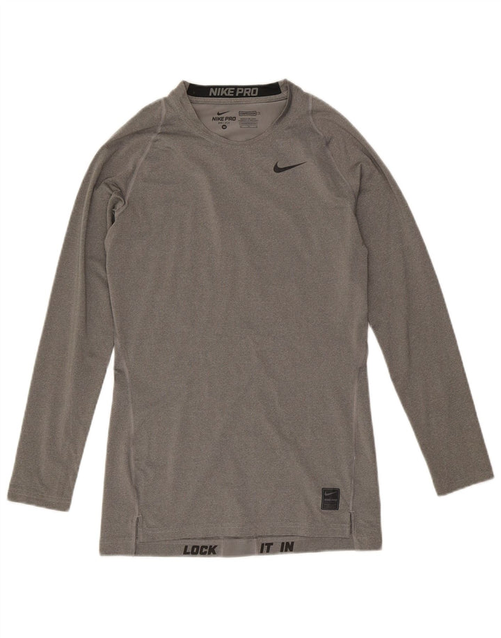 Ανδρικό τοπ Nike Dri Fit Μακρυμάνικο μεσαίο γκρι πολυεστέρας