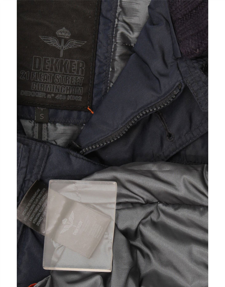 Dekker Ανδρικό παλτό με κουκούλα με επένδυση UK 36 Small Navy Blue Polyamide