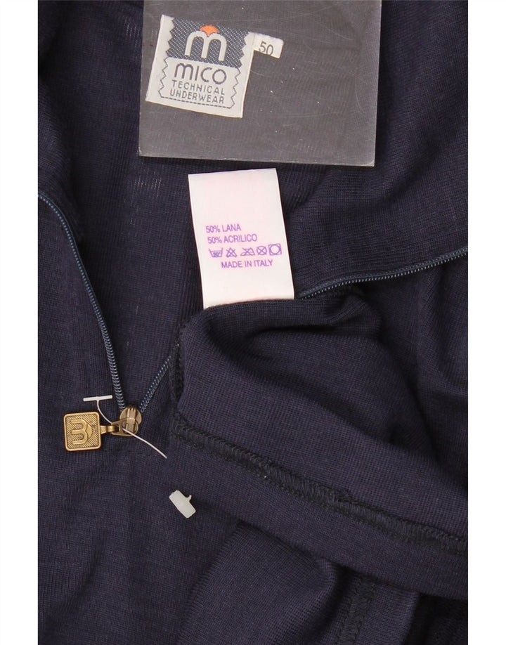 Vintage ανδρικό πουλόβερ με φερμουάρ IT 50 μεσαίου μπλε μαλλί