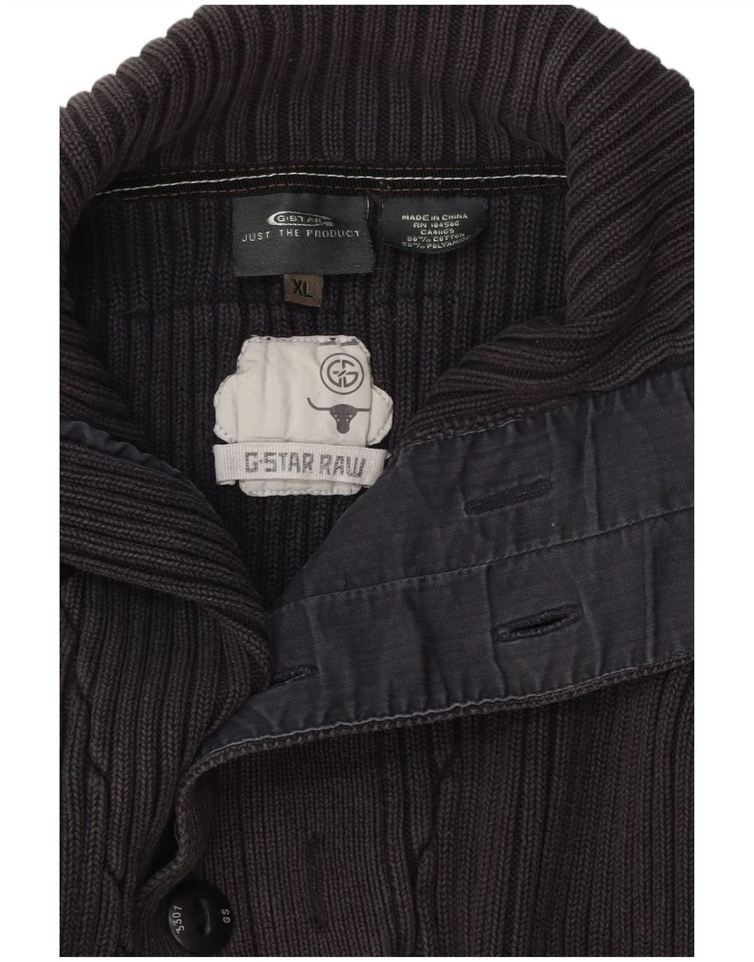 Ανδρικό πουλόβερ με λαιμό κουμπιά G-Star XL Γκρι βαμβακερό