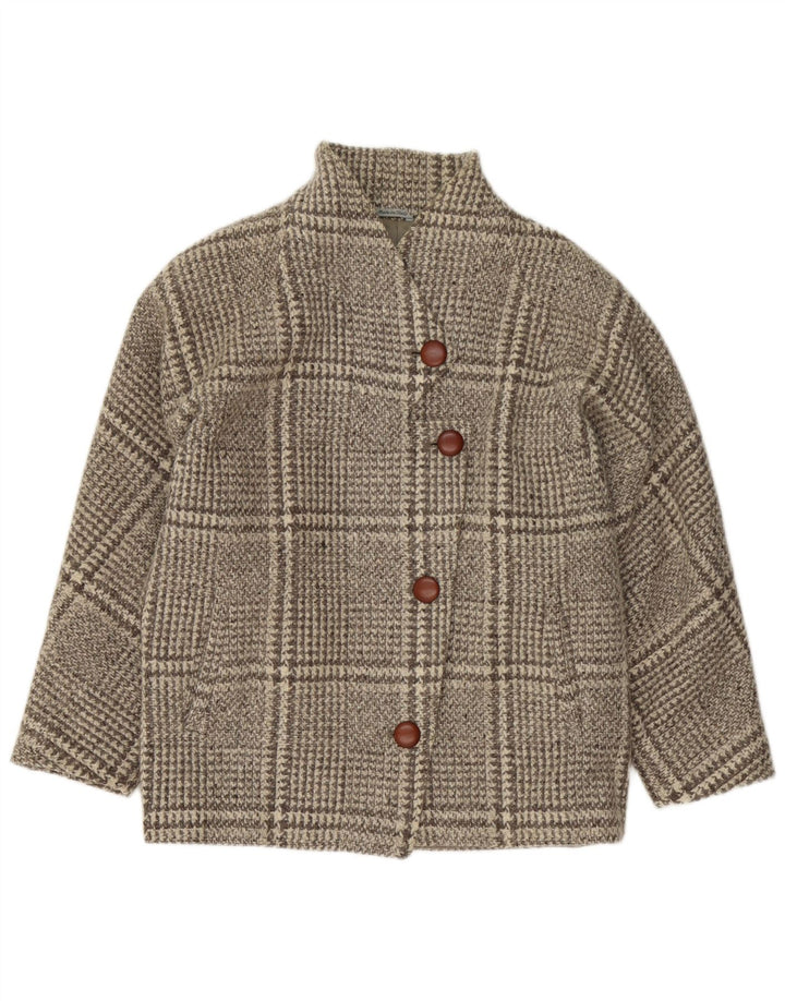 Vintage γυναικείο υπερμεγέθη πανωφόρι UK 16 Large Grey Check