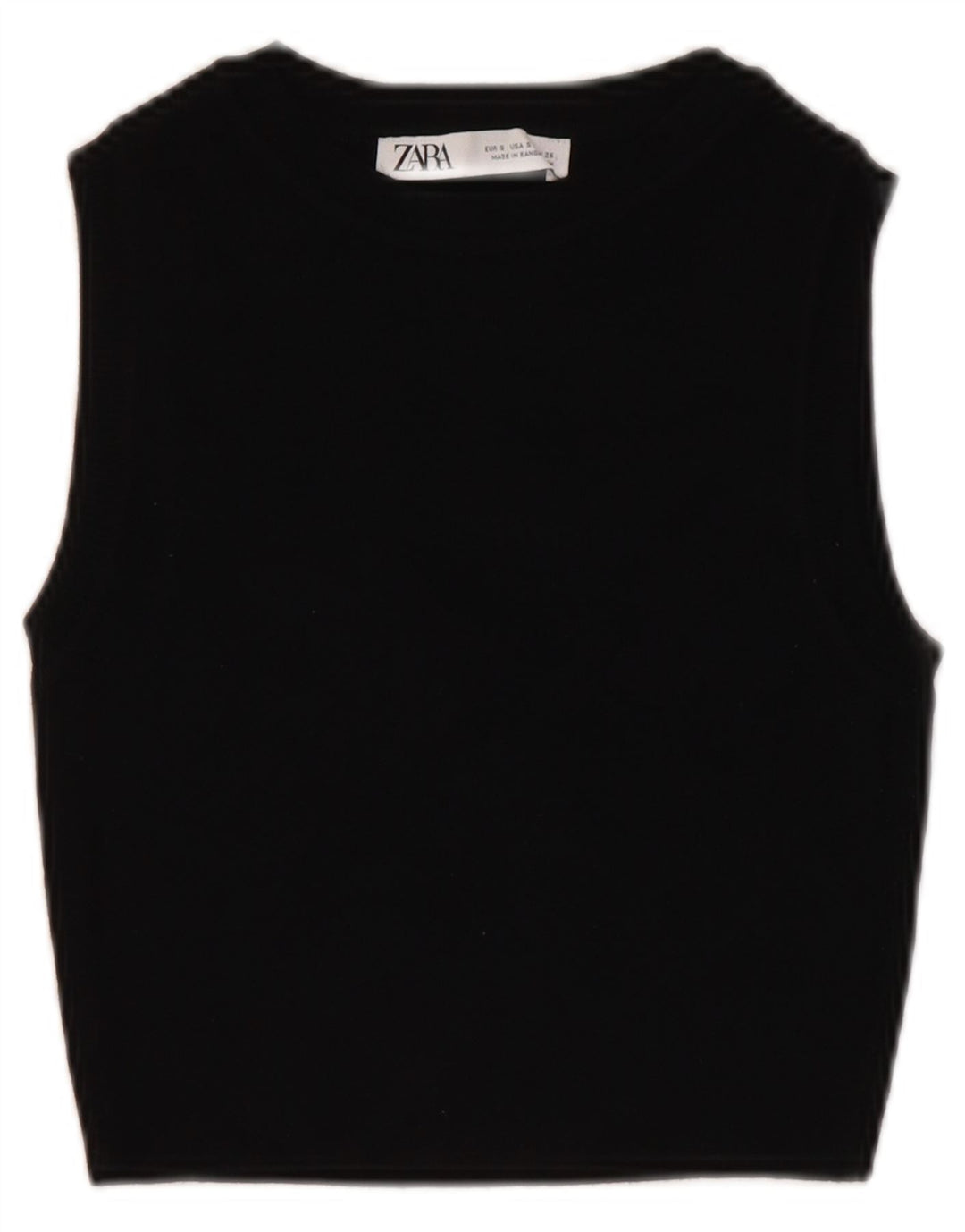 ZARA Γυναικείο Crop Vest Tank Top UK 8 Small Black Viscose