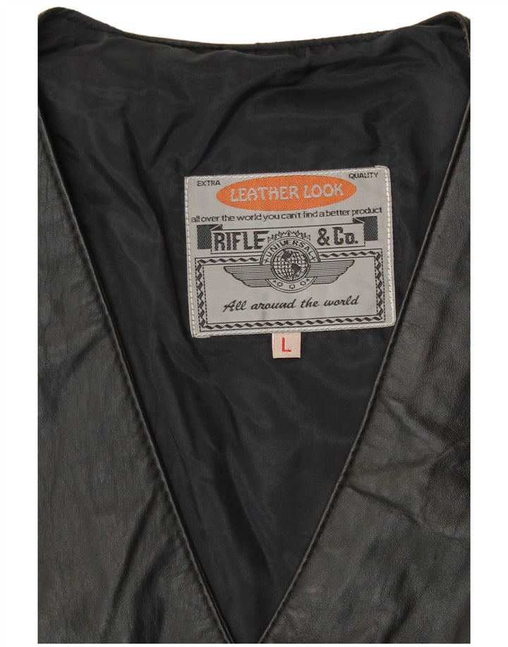 Rifle Γυναικείο Δερμάτινο Γιλέκο UK 16 Large Black Biker