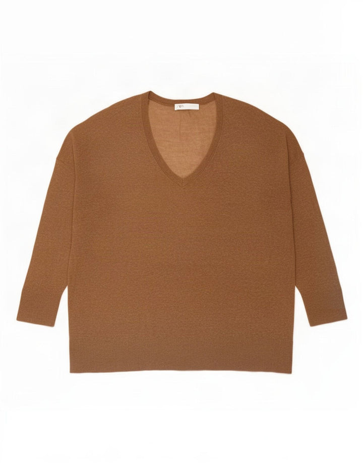 Zara γυναικείο υπερμεγέθη τοπ μακρυμάνικο UK 14 Medium Beige Flecked