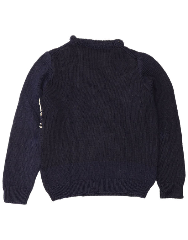 Γυναικείο πουλόβερ Vintage Crew Neck Jumper UK 16 Large Navy Blue Fair Isle